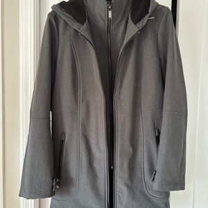 London Fog Charcoal Rain/wind Spring/Fall jacket with Hood